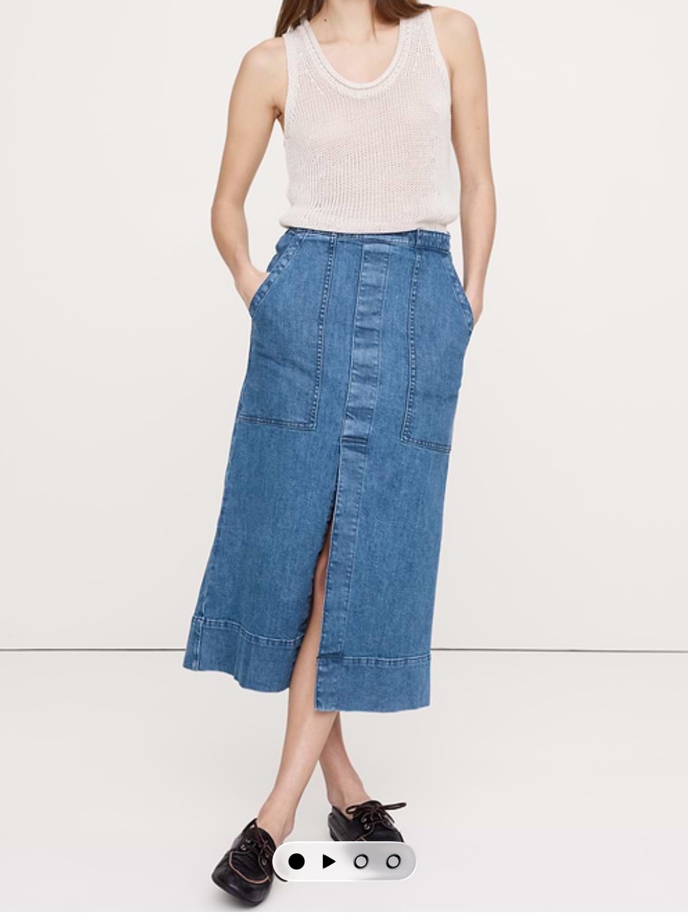 Banana Republic Denim Front Slit Midi Skirt